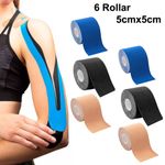 6 Rolls Kinesiology Tape KT Muscle Strain Injury Support Physio Sports 5cm x 5m