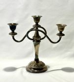 Ornate Silver-Coloured Three-Light Candelabra Candle Holder 24cm