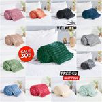 Chunky Ribbed Throw Fluffy Faux Fur Extra Large Blanket for Sofa Bed Double King