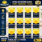 Marigold Extra-Life Kitchen Gloves Size Medium 7.5 12 Pairs Rubber Gloves