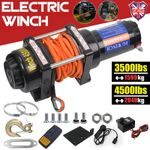 UK Updated Electric Winch 12V 4500lb/3500lb + Synthetic Rope ATV Wireless Remote