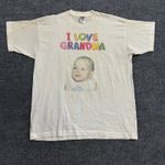 Fruit of the Loom T-Shirt Mens XL Cream I Love Grandma Vintage USA Made Stains