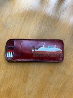 TOWNSEND THORESEN, LEATHER CLOTHES BRUSH HOLDER WITH BRUSH. MADE IN ENGLAND'