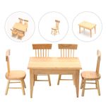 Children Mini Wood Table Chair Set Durable Ivory Playhouse Decor
