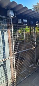 Outdoor Metal Dog Kennel Run with Roof, Wire Mesh Panels, XL, Grey/Blue