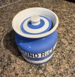 Vintage T G Green GROUND RICE Cornish Kitchen Ware Storage Jar Lid Black Shield