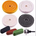 8Pcs Spiral Stitched Cotton Buffing Polishing Wheel Mop Kit For Bench Grinder UK