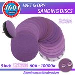 5 Inch 125mm Wet & Dry Sanding Discs 60-10000 Grit Sandpaper Hook and Loop Pads
