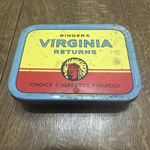 Vintage Tobacco Tin Ringers Virginia Returns Tin. Lever With Coin To Open 