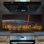 Glass Kitchen Splashback Tile Stove Panel Bridge at Night Lights 125x50