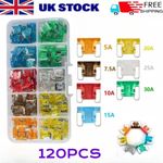 120Pcs 5A-30A Low Profile Micro Mini Blade Fuse Assortment Kit for Car Truck