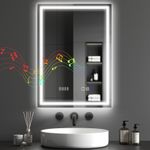HOMCOM 500 x 700 mm Bathroom Mirror with Bluetooth Clock Lights Demister Pad