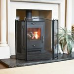 Black Traditional Arched Three Fold Fire Guard - 65cm x 85cm