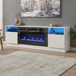 70" Living Room TV Stand Unit Cabinet with Electric Fireplace 12 LED Fire Heater