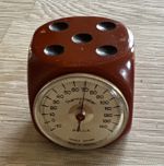 Vintage butterscotch Bakelite RELUX Dice-Shaped Dial Thermometer, Made in France
