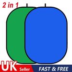 2in1 Green Blue Popup Backdrop Background Panel Screen Collapsible Clip Kit UK