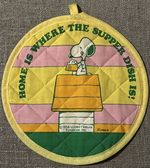 Snoopy Vintage 1954 Holder Hot Pad Sari Fabrics “Home is where the supper dish “