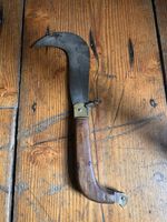 Antique Whitby Folding Billhook Hardwood & Brass Fittings Pruning Outdoor Tool