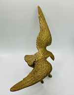 Stunning Vintage Brass Eagle Standing on Log with 30cm Wing Span - VGC