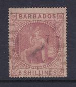 Barbados QV 1873 5s. SG64. Used. Cat £300