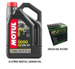 Oil and Filter Kit For Suzuki SV 650 S 1999-2016 Motul 5000 10W40 Hiflo
