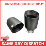 2X AKRAPOVIC EXHAUST TIPS 4" OUTLET 304 MATT BLACK STAINLESS STEEL UNIVERSAL