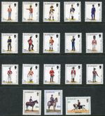 Guernsey 1974 Definitives Militia military uniforms set of 18 SG 98-113 MNH mint