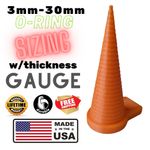 O-Ring Gauge Sizing Cone Measuring Tool 3mm-30mm & thickness chart Orange