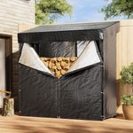 Metal Firewood Log Holder Rack Outdoor Wood Store Storage Shed Waterproof Cover