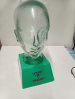 Vintage Mannequin Head Clear Green Tinted Glass Vicks Display Stand 