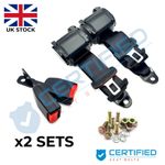 x2 Rock And Roll Bed Campervan Seat Belts E Rated 3.5m Length 15cm Flat Buckle