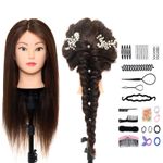 100% Real Hair Training Head Practice Hairdressing Cosmetology Mannequin Braid