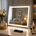 Hollywood LED Vanity Mirror Touch Control Memory Function USB Port 5X Magnifier