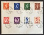 Rare Set of 8 1959 Phosphor Graphite Wildings, 1960 Fareham Cancel on Envelope
