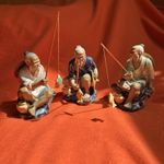 Vintage Chinese Shiwan Mudman Fisherman Figurine Collectible Series