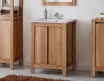 Bathroom Vanity Unit 600mm Freestanding Cabinet Sink Basin Classic Oak Effect