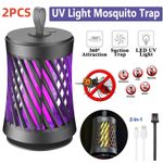 2PCS Rechargeable UV LED Bug Zapper Mosquito Killer Lamp Fly Insect Trap Indoor