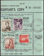 OFFICIAL PMG BULK POSTAGE RECEIPT WITH 50c, $2 & $4 NAVIGATORS DATED 1971 CV$400