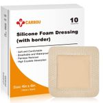 Carbou Silicone Foam Dressing with Gentle Border, 4"x4", 10 Pack