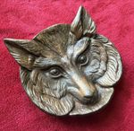 Genuine Vintage J & J Siddons Fox Head Pin Tray Trinket Dish, Heavy Cast Bronze