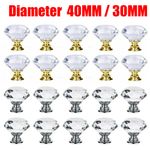 30MM/40MM Crystal Door Knobs Diamond Glass Clear Cabinet Drawer Wardrobe Handle