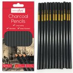 12pc Charcoal Artist Pencils For Drawing Sketching Shading Draw Tones Shades UK