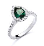 Sterling Silver 925 simulated EMERALD & CZ Pear Cluster Ring size J to S