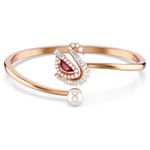 New Swan bangle Dancing swan, Red, Rose gold-tone plated 5734556