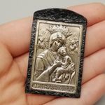 Vintage Saint Maria de Perpetuo Succursu St Christopher Mini Plaque Silver Plate