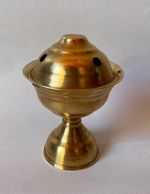 vintage solid brass incense burner censer chalice bowl with removable lid