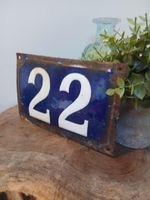 Vintage French Enamel Number 22 House Plaque, House Numbers. Number 22