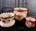Large Vintage Porcelain Planters Patio Country House Flowers pots Garden