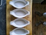 Japan Oven Dishes, set of 4 scalloped potato mac n cheese ceramic baking pans.