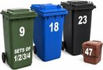 LARGE WATERPROOF SELF ADHESIVE STICKERS WHEELIE BIN NUMBERS WHEELY DUSTBIN WHITE
